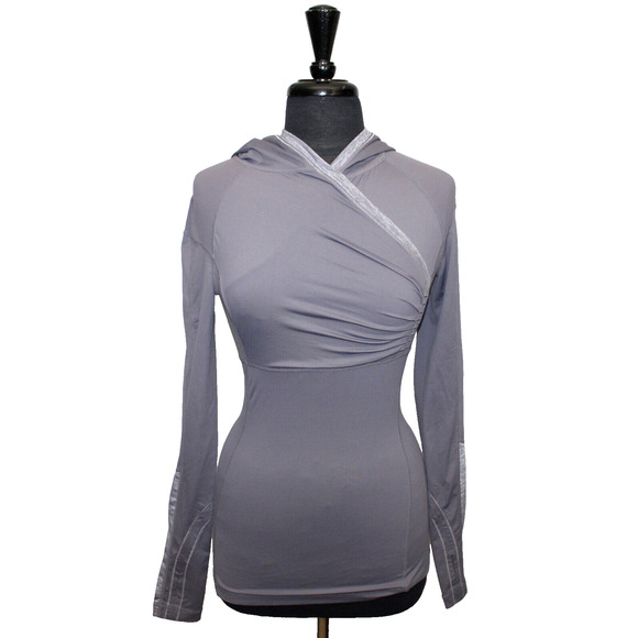 A6 Authentic LULULEMON Cross Train Hooded Pullover Gray Top Size XS - Picture 1 of 4